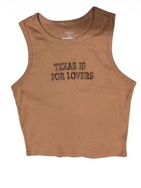 Homegirl Society “Texas Is For Lovers" Brown Cropped Tank Top Sz M
